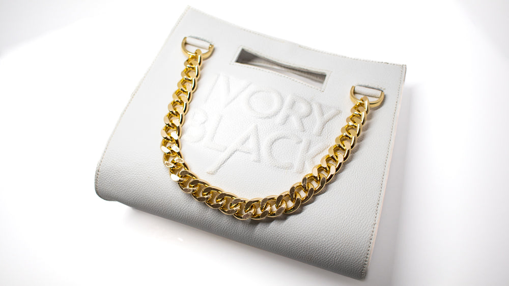 Ivory Black Curb Link Handbag